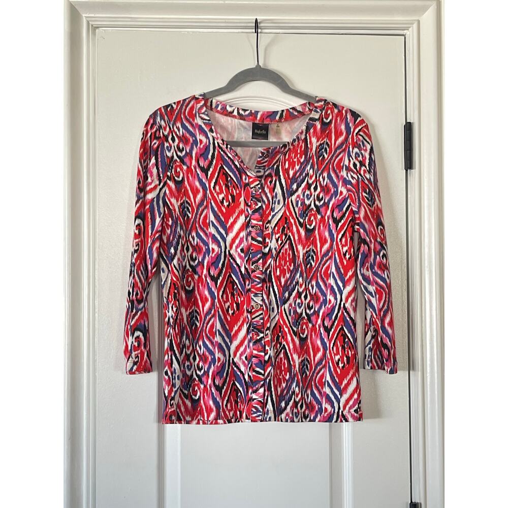 Rafaella Button Down Sweater 3/4 Sleeves Size Medium - Picture 3 of 6